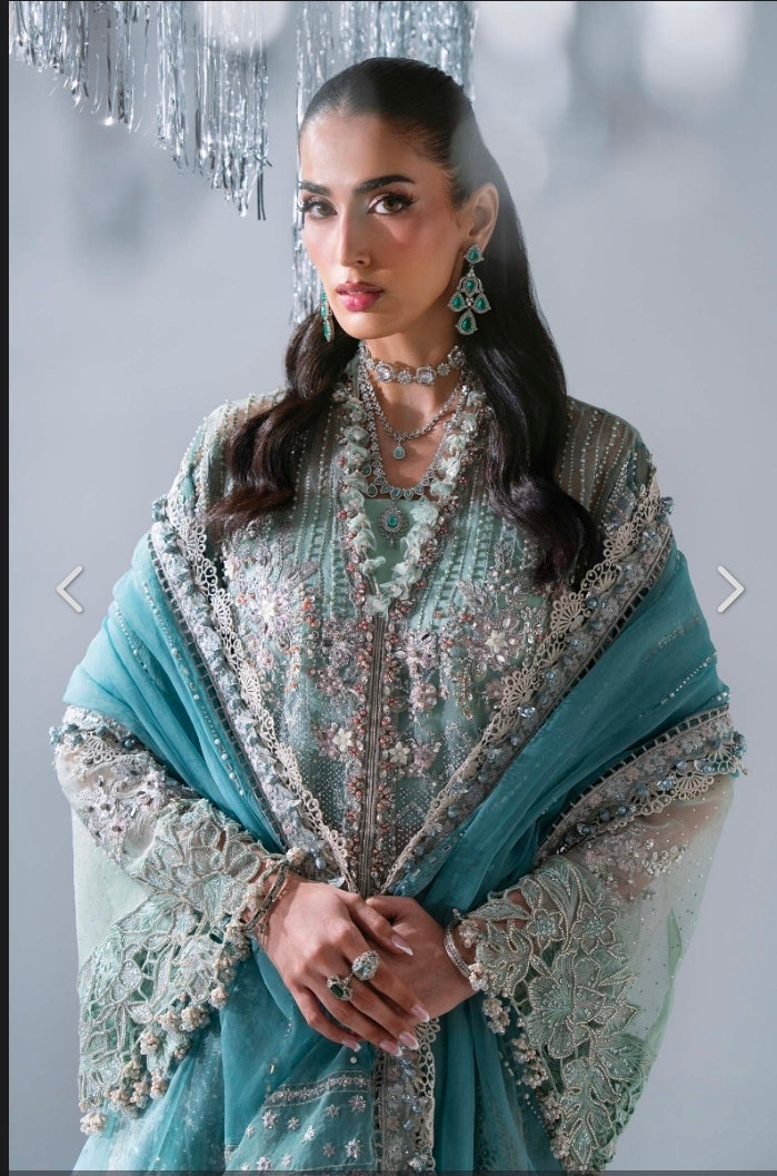 Sea Green BD-3107 – Unstitched Embroidered Organza 3PC Suit