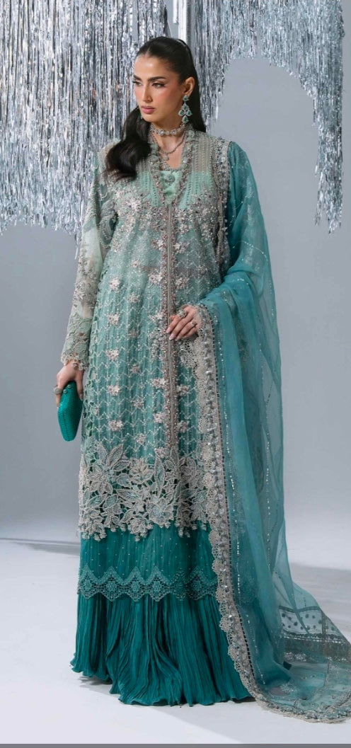 Sea Green BD-3107 – Unstitched Embroidered Organza 3PC Suit