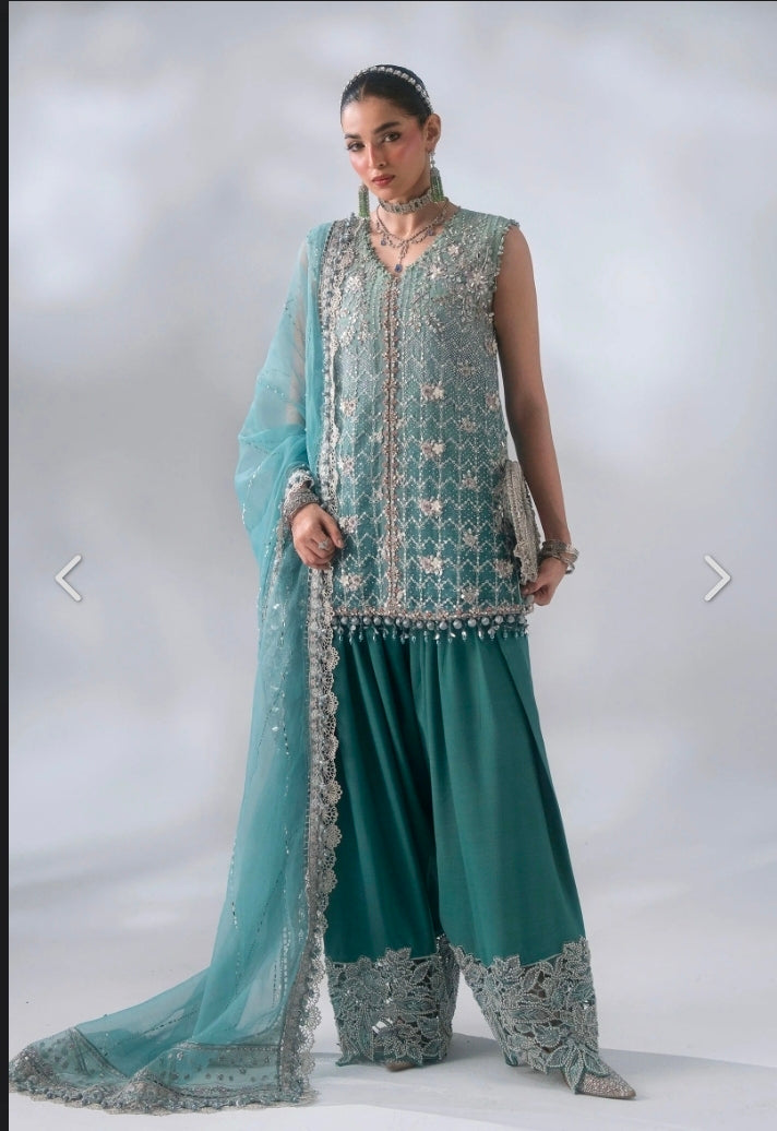 Sea Green BD-3107 – Unstitched Embroidered Organza 3PC Suit
