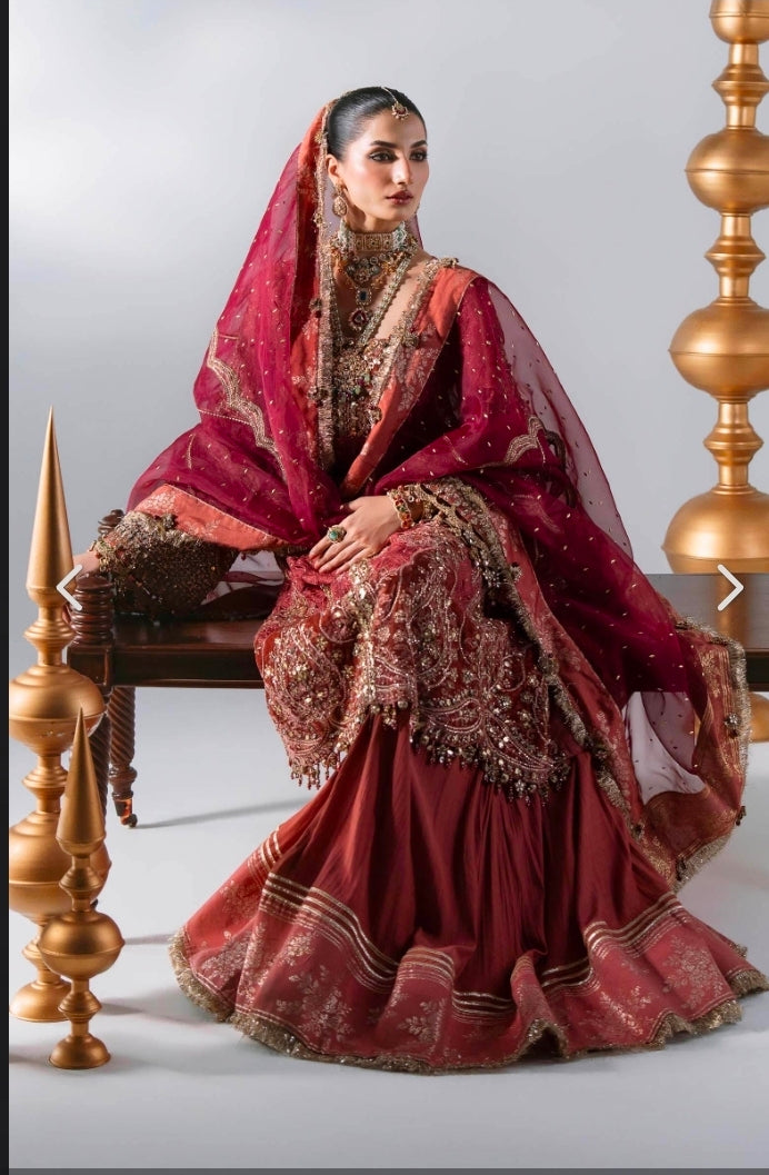Deep Salmon Pink BD-3108 – Unstitched Embroidered Organza 3PC Suit