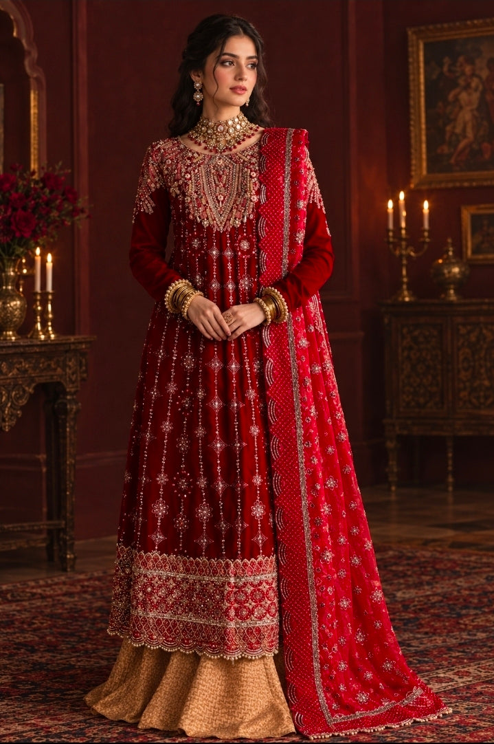 Mushq Niloufer Velvet Edit MV#08 Farah | Embroidered 3PC Winter Collection