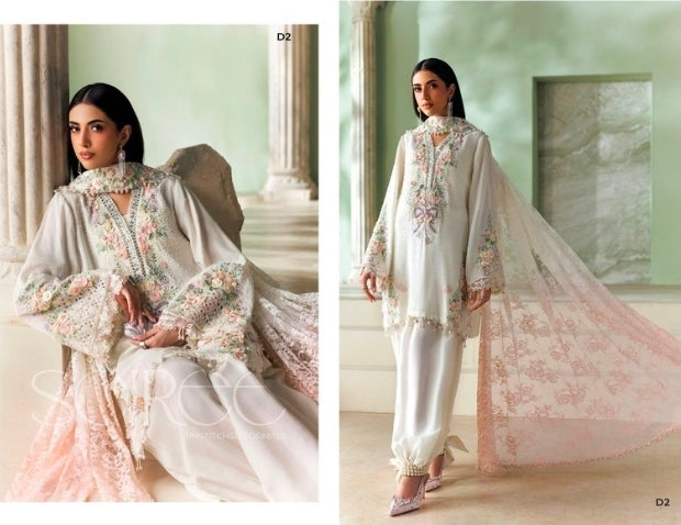 MARIA.B. SOIRÉE Unstitched Formal - D2 | Off-White & Pink