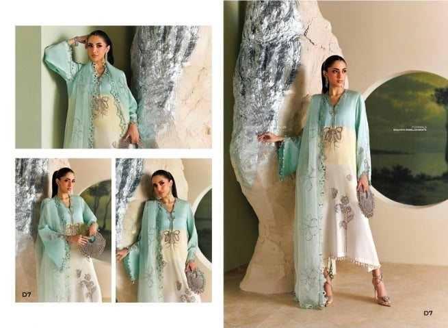 MARIA.B. SOIRÉE Unstitched Formal - D7 | Mint Green & Ivory
