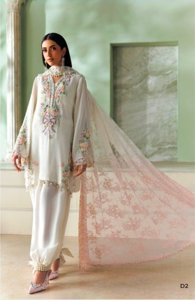 MARIA.B. SOIRÉE Unstitched Formal - D2 | Off-White & Pink