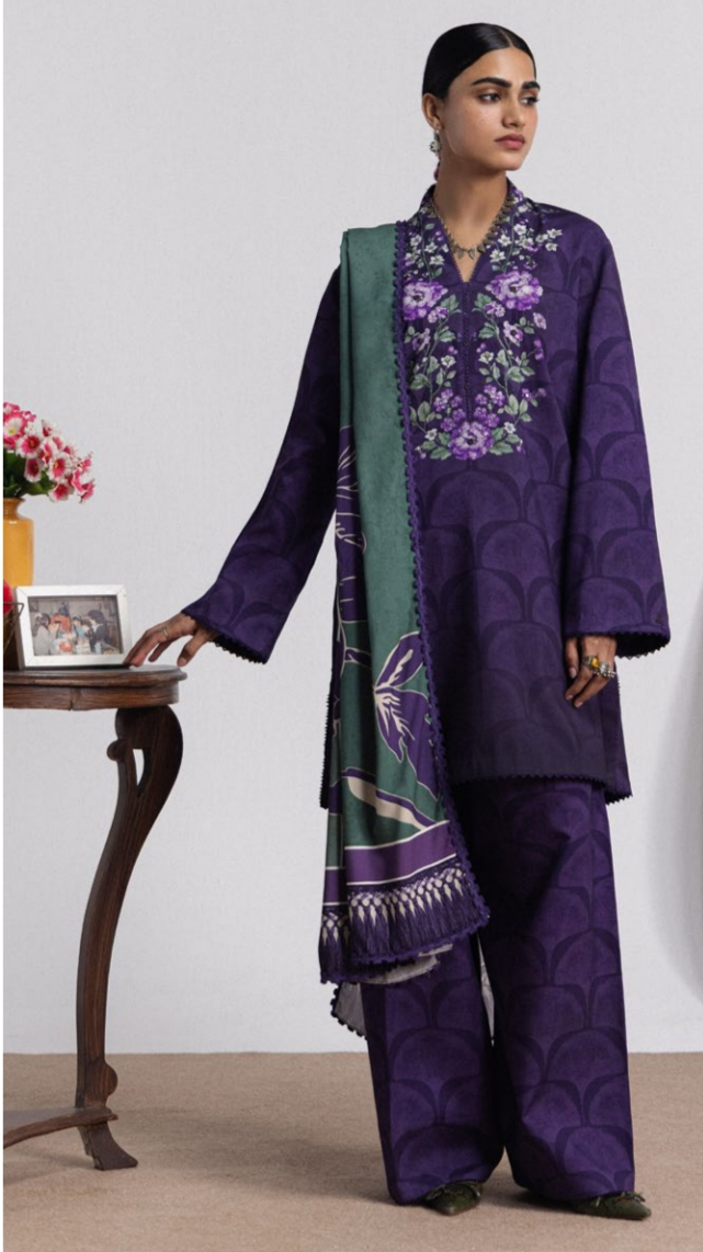 Coco by Zara Shahjahan Mira 1A Linen 3PC Unstitched | 101% Original