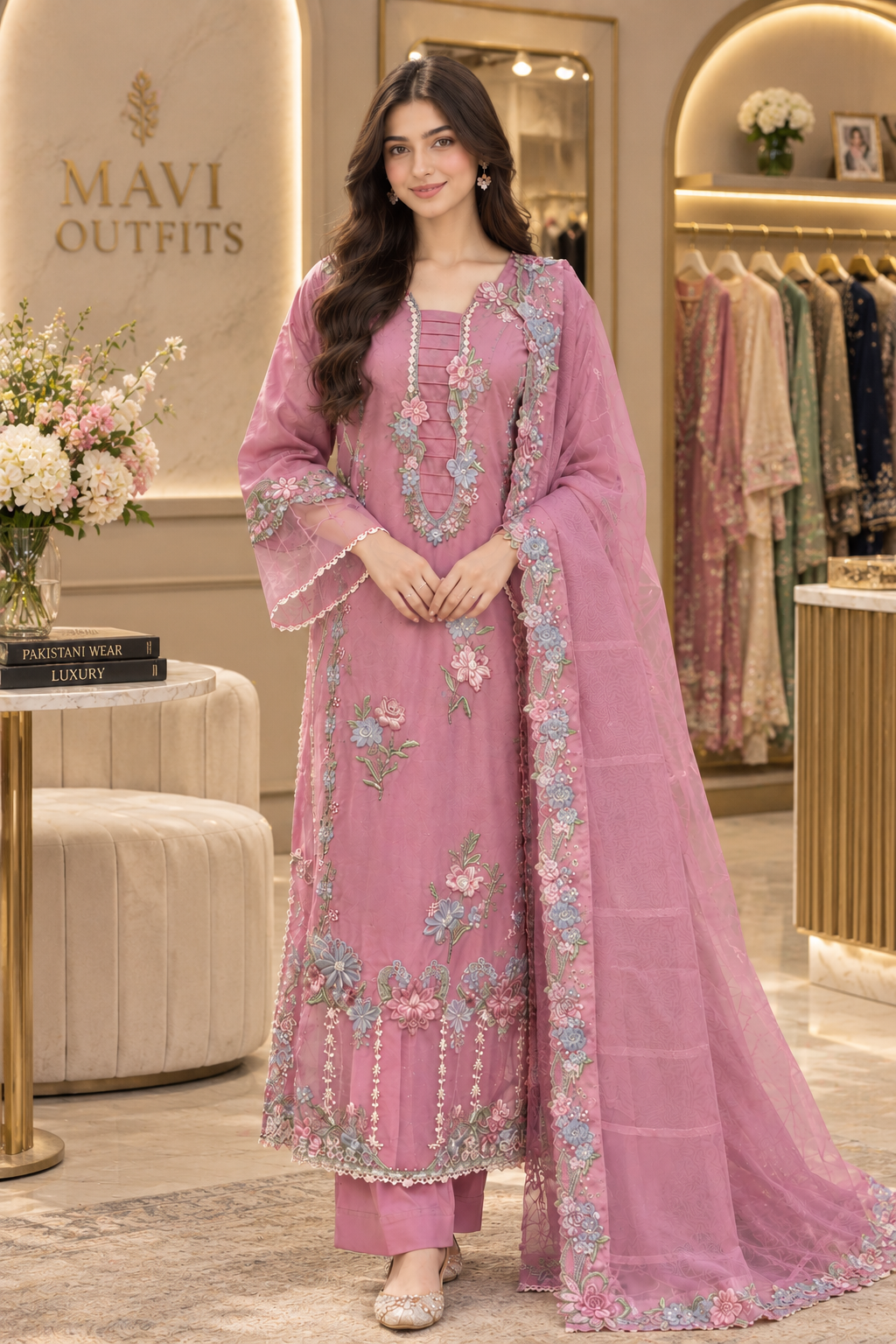 Mavi Pret Maryum Hussain Aesar Luxury Embroidered 3PC | Ready to Wear