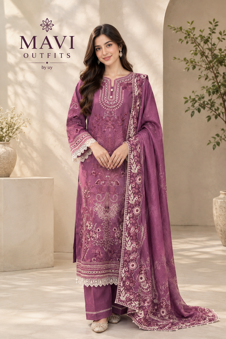 Mavi Pret Mushq Pink Cotton Satin 3PC
