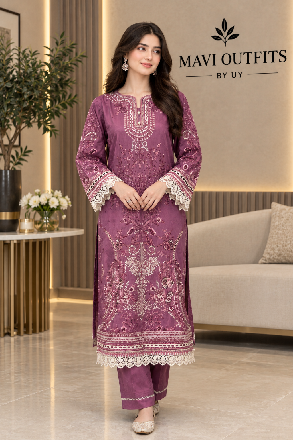 Mavi Pret Mushq Pink Cotton Satin 2PC RTW