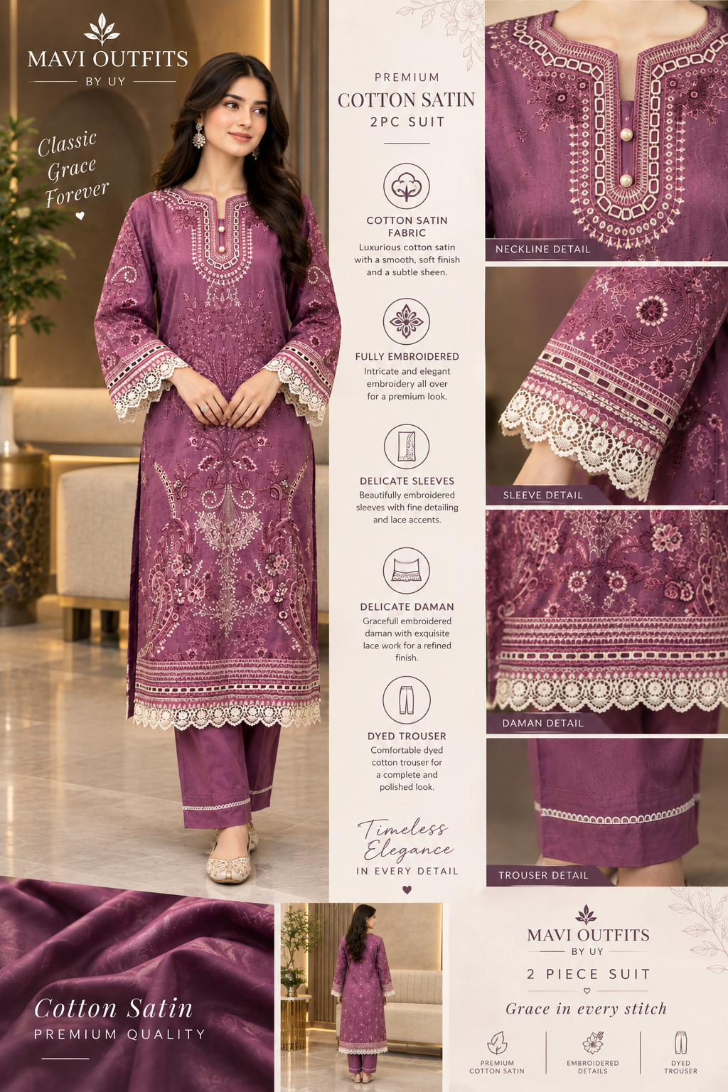 Mavi Pret Mushq Pink Cotton Satin 2PC RTW