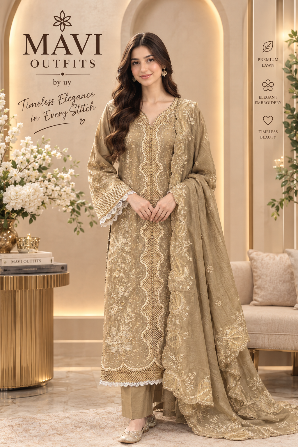 Mavi Pret BinIlyas 232-B Luxury Embroidered Lawn 3PC | Stitched Ready to Wear