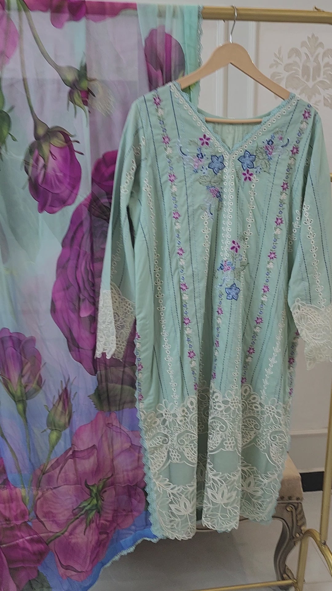 Mavis pret mushq embroidered 3pc mint