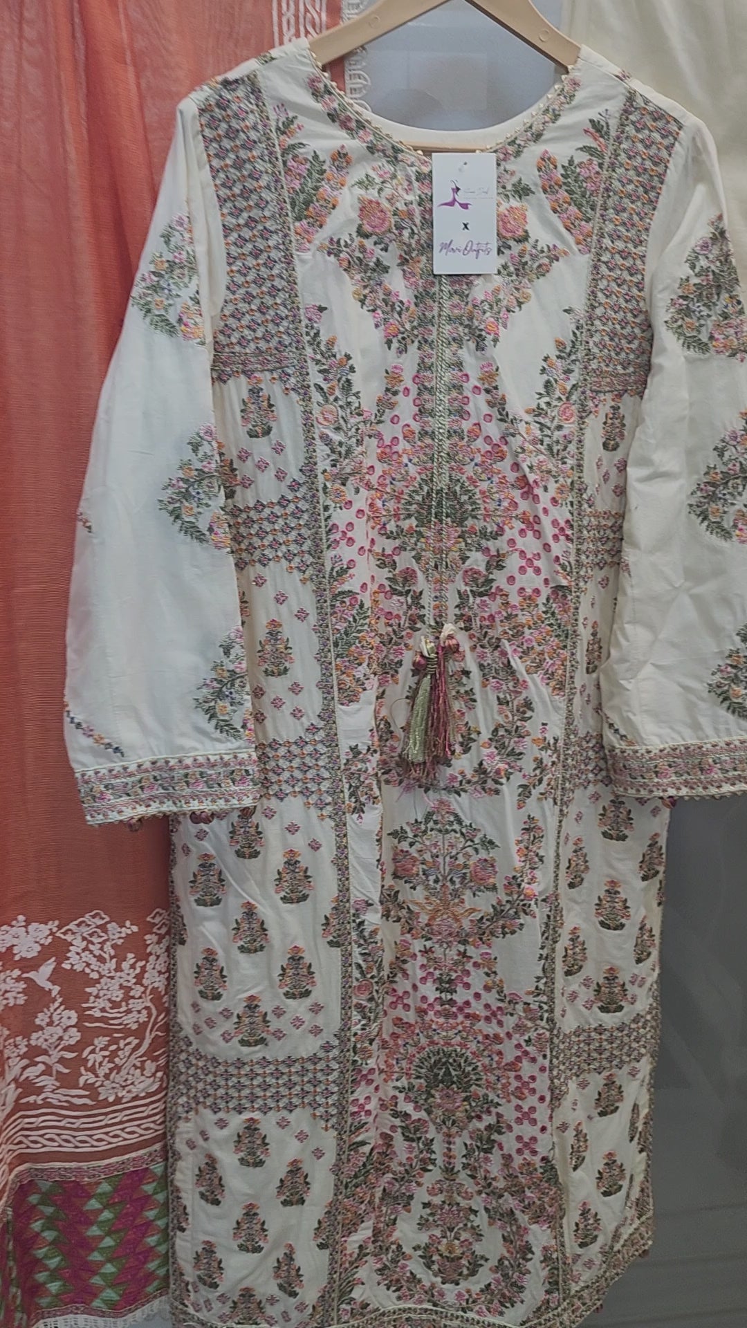 Hussain Rehar Luxury Lawn 3PC Stitched Suit – Chikankari Embroidered | Mavi's Pret | 101% Original