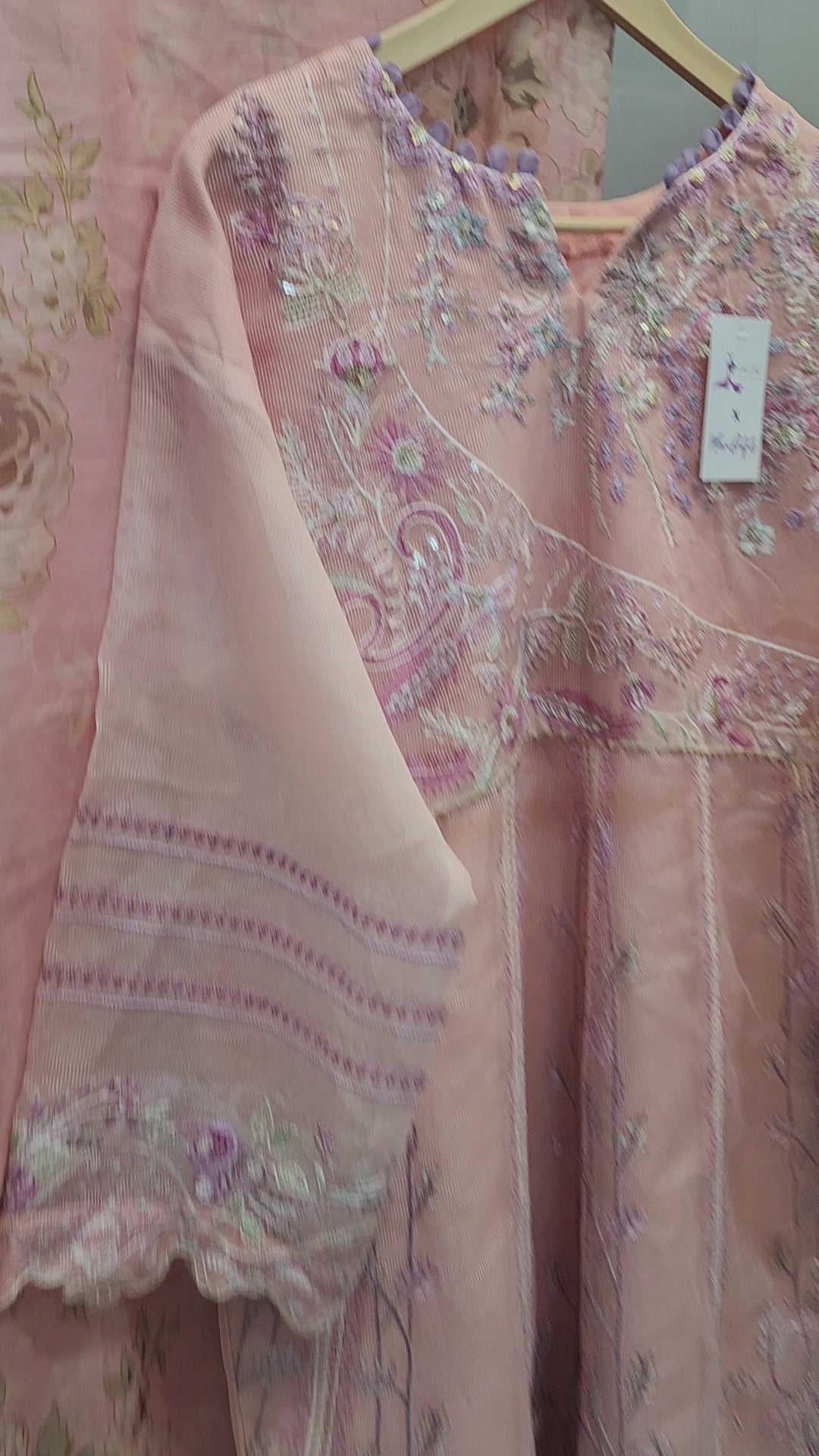 Mavi's Formal Afrozeh Kaftan Peach 3PC – Cotton Net | 101% Original