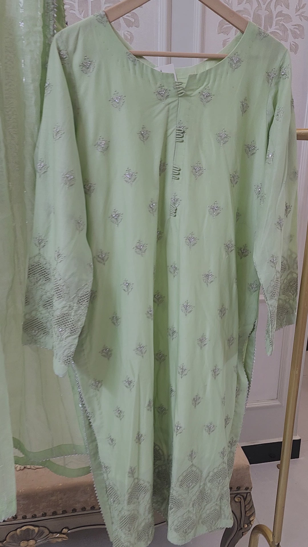 Maria.B MLuxe RTW LF-203 Mint Green 3PC Embroidered Chikankari Suit