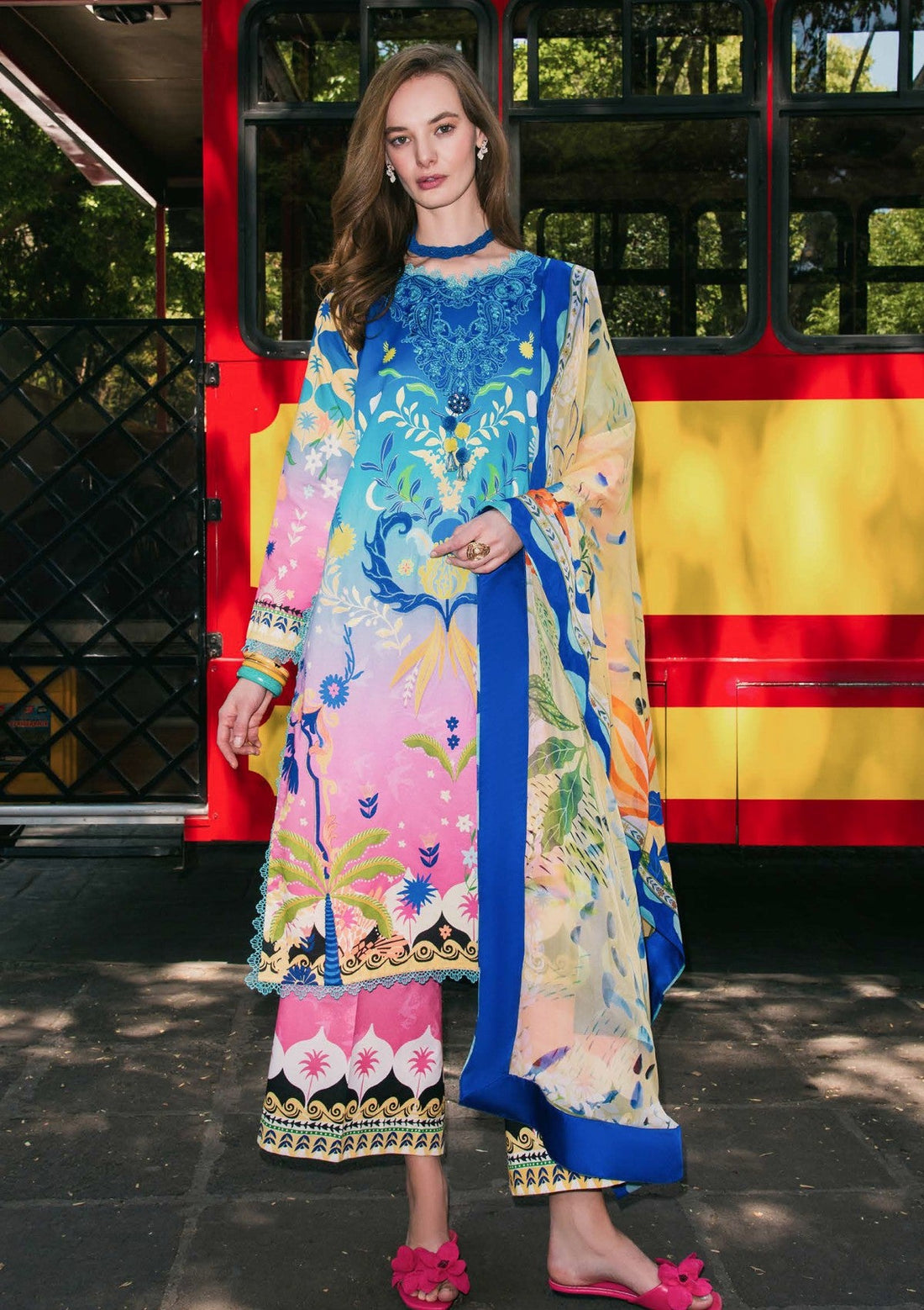 Lawn - Mushq - Hemline La Dolce Prints Vol-2 - HUN25#12B - Night Terrace