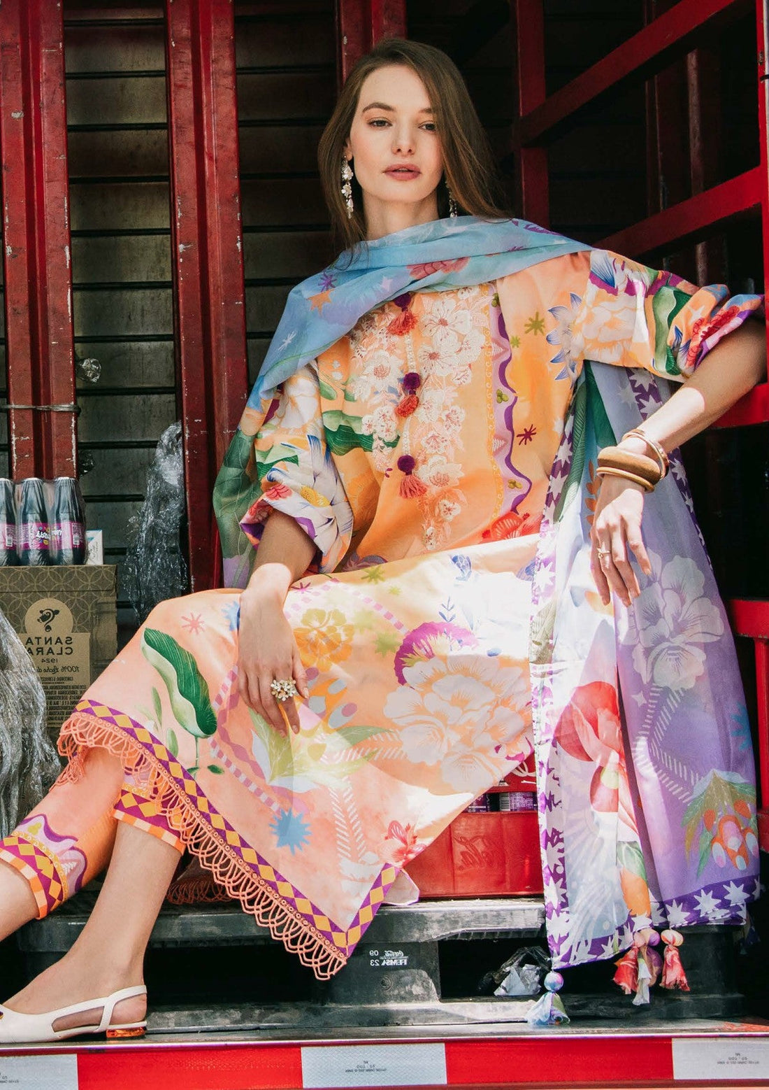 Lawn - Mushq - Hemline La Dolce Prints Vol-2 - HUN25#13B - Angels Song